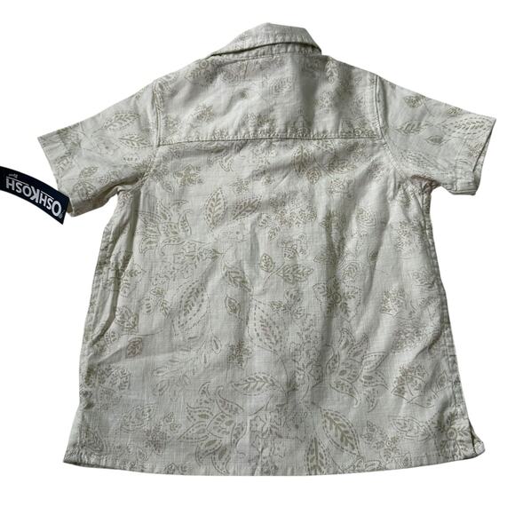 Oshkosh Cream Printed Collared Button Up Shirt Boy's Size 4T NWT | 44-5 - Picture 2 of 3
